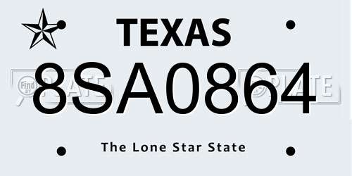 8SA0864 Texas License Plate