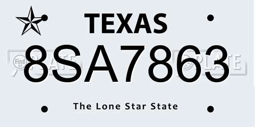 8SA7863 Texas License Plate