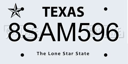 8SAM596 Texas License Plate