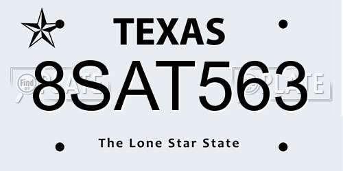 8SAT563 Texas License Plate