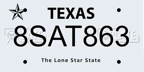 8SAT863 Texas License Plate