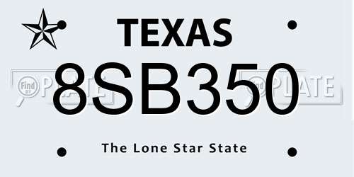8SB350 Texas License Plate