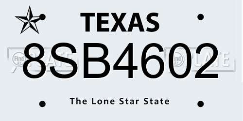8SB4602 Texas License Plate