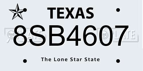 8SB4607 Texas License Plate