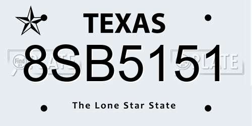 8SB5151 Texas License Plate