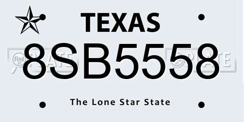 8SB5558 Texas License Plate