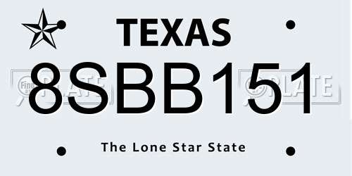 8SBB151 Texas License Plate