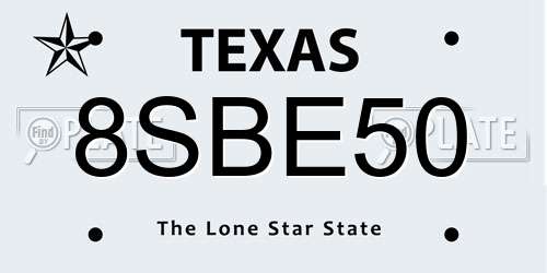 8SBE50 Texas License Plate