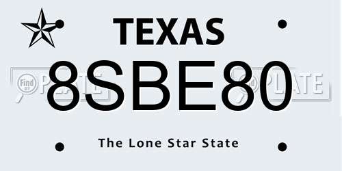 8SBE80 Texas License Plate