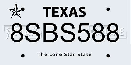 8SBS588 Texas License Plate
