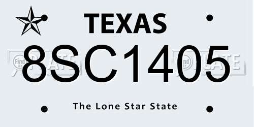 8SC1405 Texas License Plate