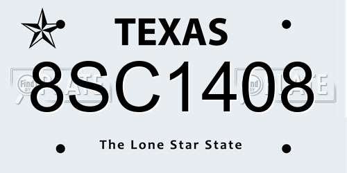 8SC1408 Texas License Plate