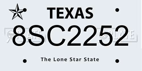 8SC2252 Texas License Plate