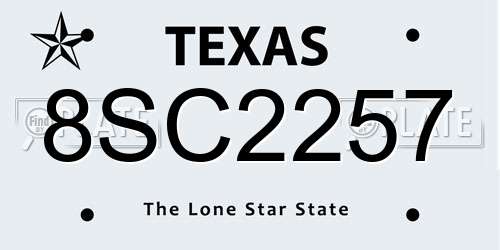 8SC2257 Texas License Plate