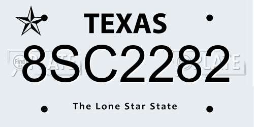8SC2282 Texas License Plate