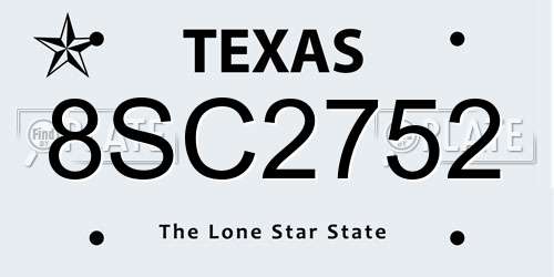 8SC2752 Texas License Plate