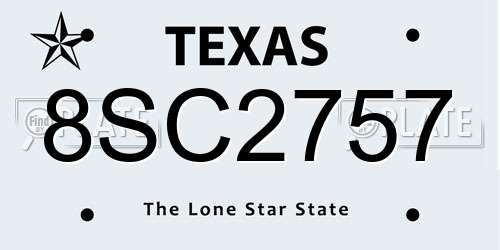 8SC2757 Texas License Plate