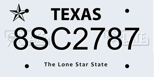 8SC2787 Texas License Plate