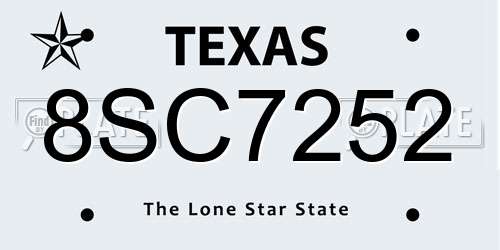 8SC7252 Texas License Plate