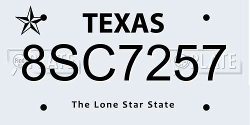 8SC7257 Texas License Plate