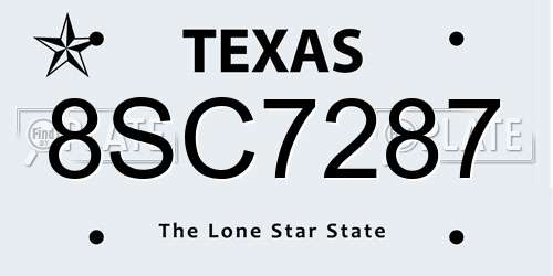 8SC7287 Texas License Plate