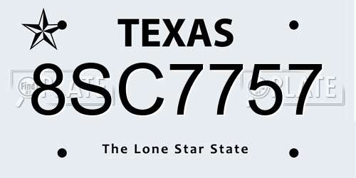 8SC7757 Texas License Plate