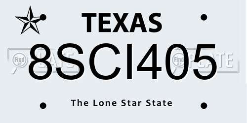 8SCI405 Texas License Plate