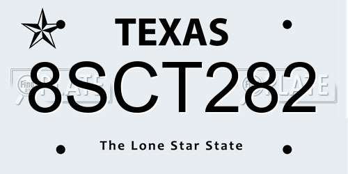 8SCT282 Texas License Plate