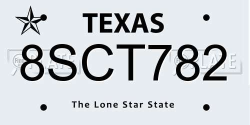 8SCT782 Texas License Plate