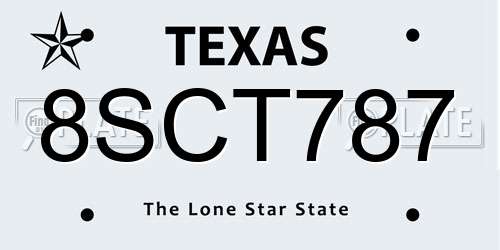 8SCT787 Texas License Plate