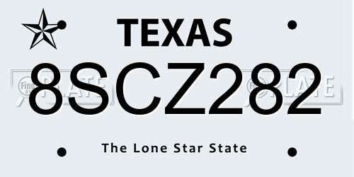 8SCZ282 Texas License Plate