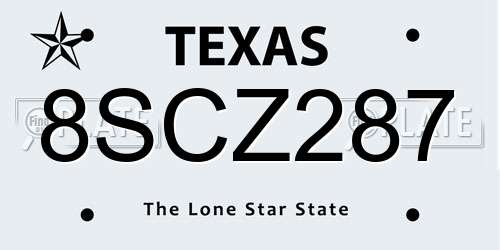 8SCZ287 Texas License Plate