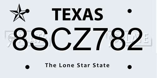 8SCZ782 Texas License Plate