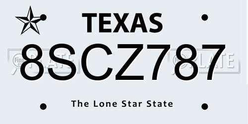 8SCZ787 Texas License Plate
