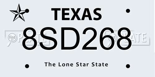8SD268 Texas License Plate