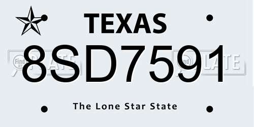 8SD7591 Texas License Plate