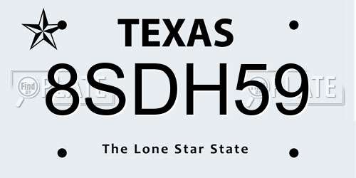 8SDH59 Texas License Plate