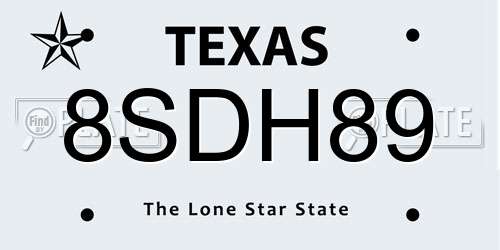 8SDH89 Texas License Plate