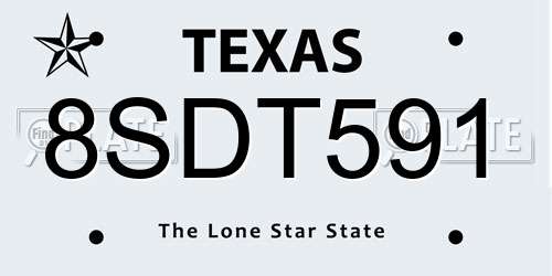 8SDT591 Texas License Plate