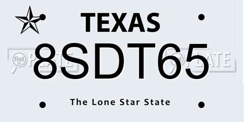 8SDT65 Texas License Plate