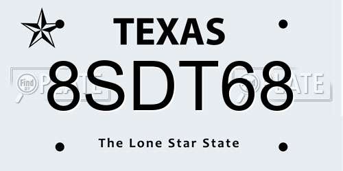 8SDT68 Texas License Plate