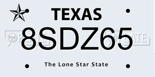 8SDZ65 Texas License Plate