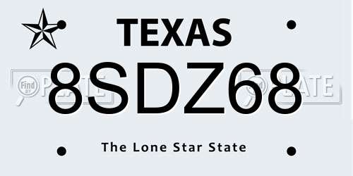8SDZ68 Texas License Plate