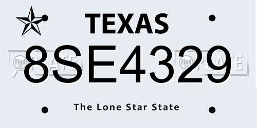 8SE4329 Texas License Plate