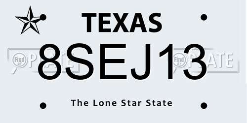 8SEJ13 Texas License Plate