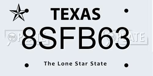 8SFB63 Texas License Plate