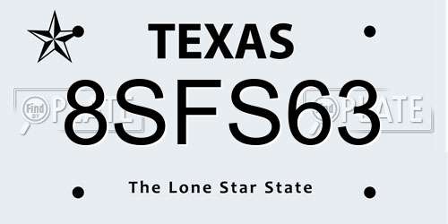 8SFS63 Texas License Plate