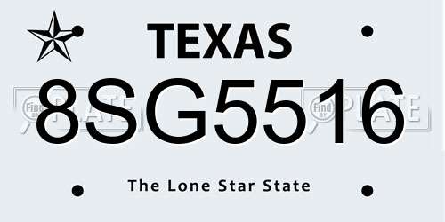 8SG5516 Texas License Plate