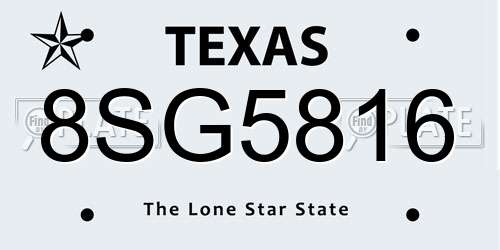 8SG5816 Texas License Plate