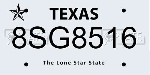 8SG8516 Texas License Plate
